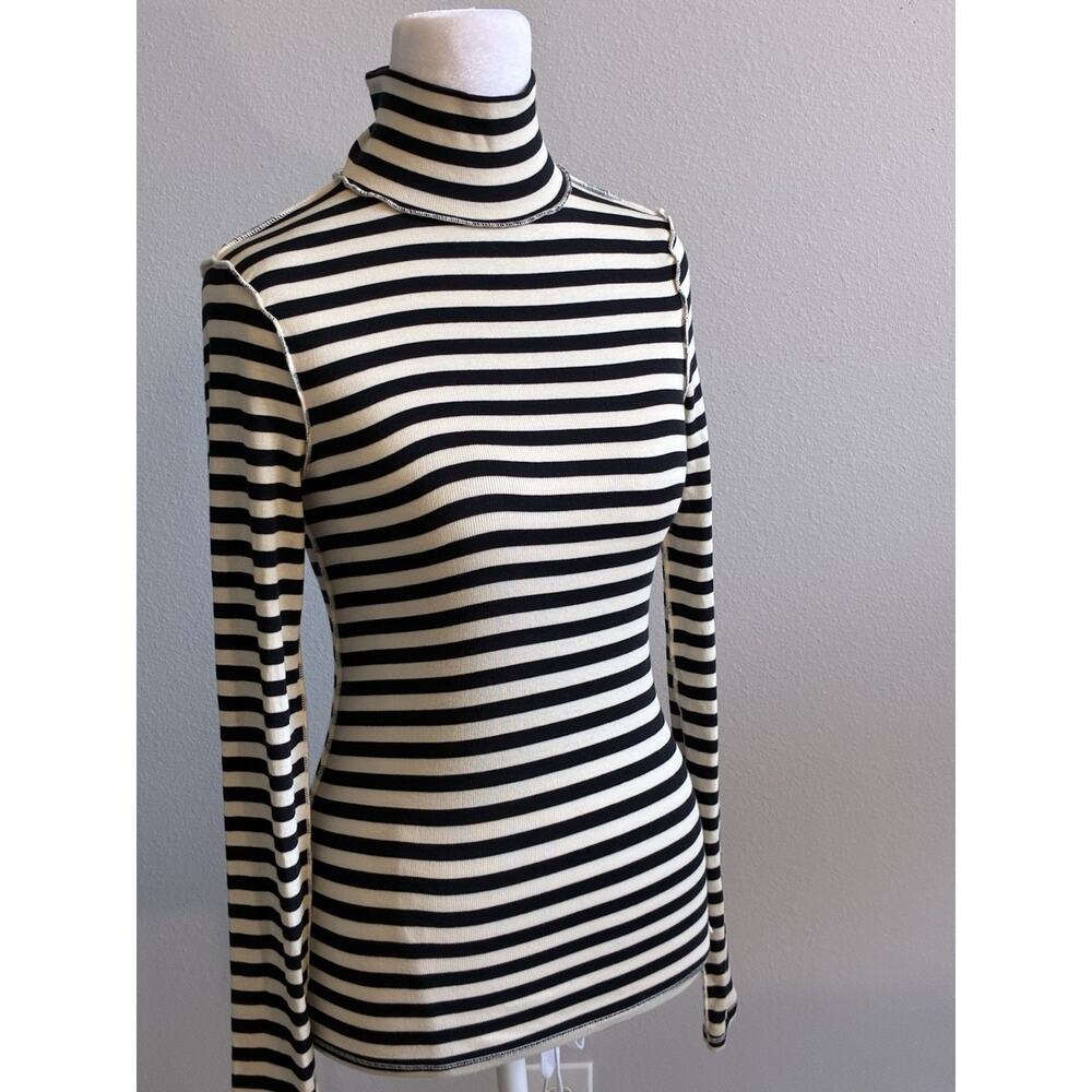 We The Free Striped Turtleneck French Good Girl Mock Neck Top Punk Gothic XS